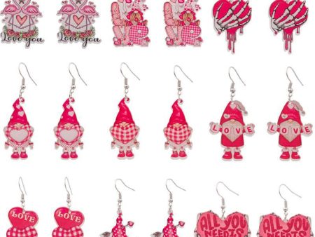 Wholesale Valentine s Day Love Dwarf Earrings Flamingo Love Semi-round Plaid Acrylic Earrings for Women Online