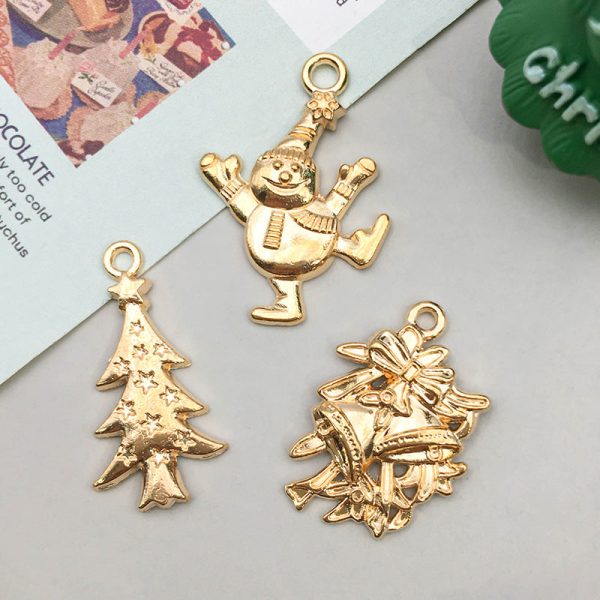 Wholesale 1 KC Gold Alloy Christmas Series Simulation Santa Claus Snowflake DIY Pendant Sale