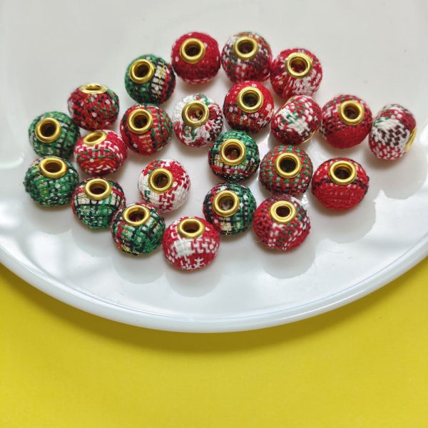 Wholesale 100pcs 15mm Christmas Fabric Beads Online Sale