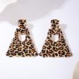 Wholesale 1 Pair of Fashionable and Exaggerated Metal Geometric Leopard Print Quadrilateral Large Earrings Fashion