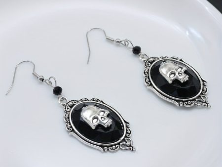 Wholesale 20pcs Punk Exaggerated Retro Skull Black Gem Earrings Sale