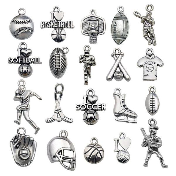 Wholesale 1 Antique Silver Alloy Simulation Rugby Baseball Series DIY Pendant For Cheap