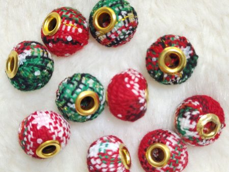 Wholesale 100pcs 15mm Christmas Fabric Beads Online Sale