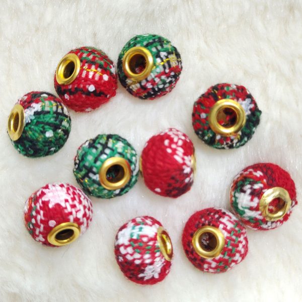 Wholesale 100pcs 15mm Christmas Fabric Beads Online Sale