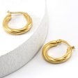 Wholesale 18K Stainless Steel Stripes Fashionable and Versatile Titanium Steel Round Buckle Earrings Online Hot Sale