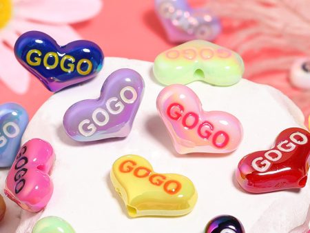 Wholesale 100pcs Acrylic UV Plated Letter Gogo Love DIY Beads Fashion