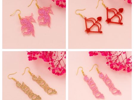 Wholesale New cross-border Valentine s Day ear hook glitter Cupid letter LOVE bow and arrow ear hook girl gift Supply