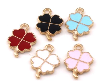 Wholesale 10pcs Four Color Lucky Clover Diy Alloy Oil Drop Pendant For Sale