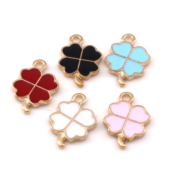 Wholesale 10pcs Four Color Lucky Clover Diy Alloy Oil Drop Pendant For Sale