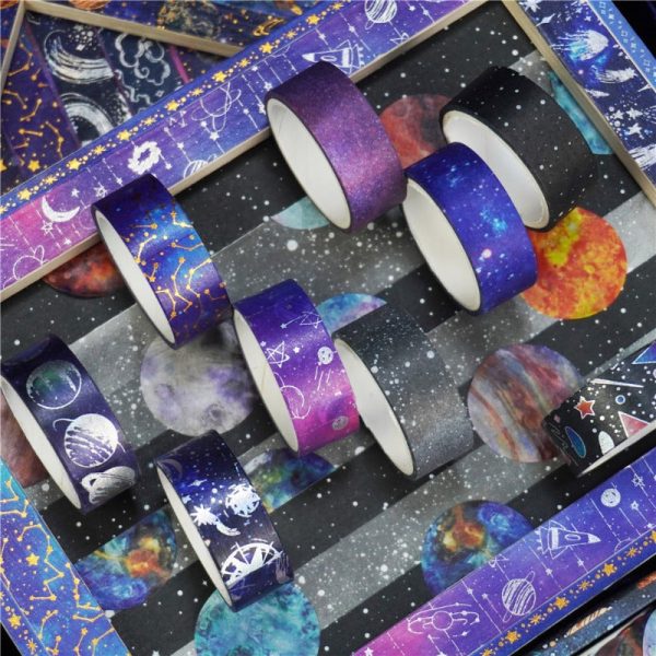 Wholesale Starry Sky Gold, Silver, Paper Tape, Planet Universe DIY Decorative Stickers Online Hot Sale