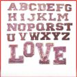 Wholesale 10pcs Pink English Alphabet Number Silver Number Embroidered Clothing Accessories Back Adhesive Patches on Sale