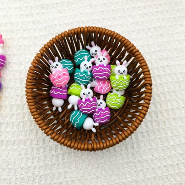 Wholesale 10pcs Composite Rabbit Series Silicone Cute Cartoon DIY Beads Online Hot Sale