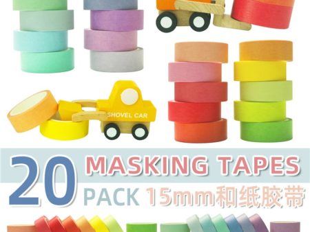 Wholesale Solid Color and Paper Tape 20 Color Set Rainbow DIY Decorative Bookkeeping Tape Cheap