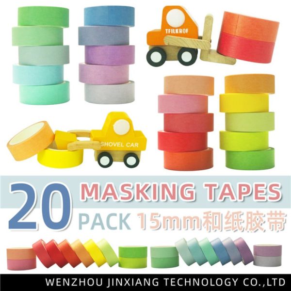 Wholesale Solid Color and Paper Tape 20 Color Set Rainbow DIY Decorative Bookkeeping Tape Cheap