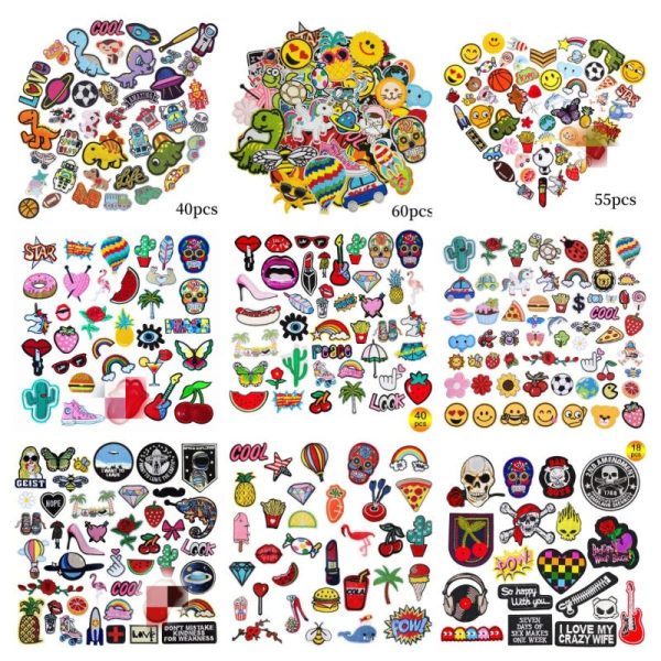 Wholesale Ironing Embroidery Dinosaur Embroidery Seal Cartoon Animal Smiling Face Patch Set For Sale