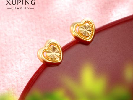 Wholesale 24k Gold Flower Heart shaped High end Retro Style Small Love Earrings Sale