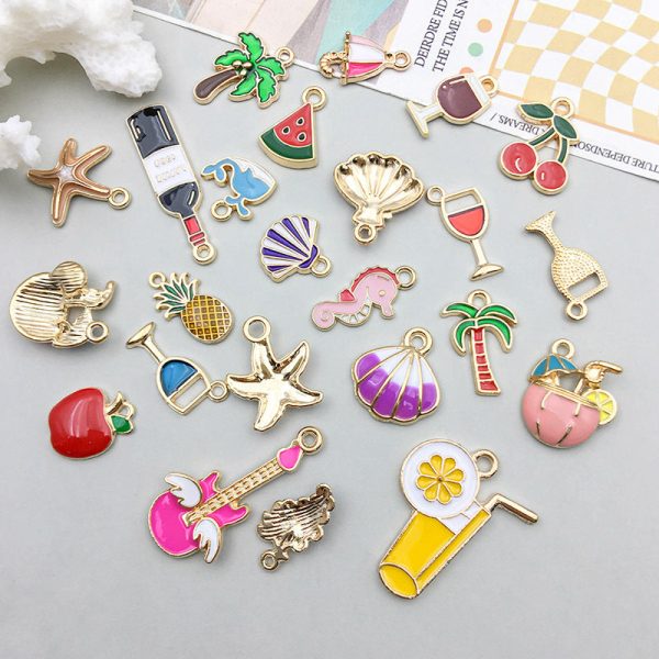 Wholesale 1 New Oil Dripping Alloy Colorful Simulation Apple Cherry DIY Pendant Sale