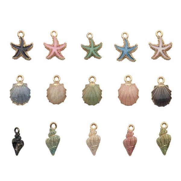 Wholesale 1 New Colored Drip Oil Alloy Simulation Shell Starfish Series DIY Pendant Discount