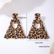 Wholesale 1 Pair of Fashionable and Exaggerated Metal Geometric Leopard Print Quadrilateral Large Earrings Fashion