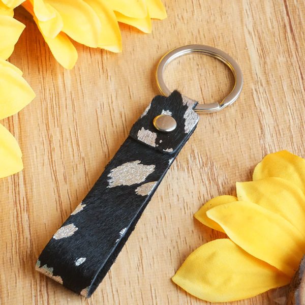 Wholesale 3pcs Creative Diy Genuine Leather Horse Hair Leopard Print Army Green Print Genuine Leather Keychains Cheap