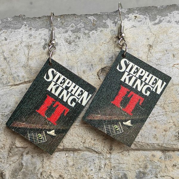 Wholesale 2 Pair Pack Scary Halloween Book Wooden Earrings Accessories Gift For Discount