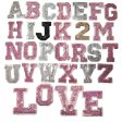 Wholesale 10pcs Pink English Alphabet Number Silver Number Embroidered Clothing Accessories Back Adhesive Patches on Sale