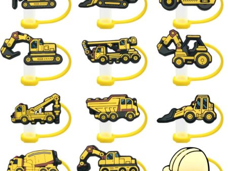 Wholesale 10pcs Cartoon Yellow Dustproof and Spillproof Children s Truck Excavator Straw Cover For Discount