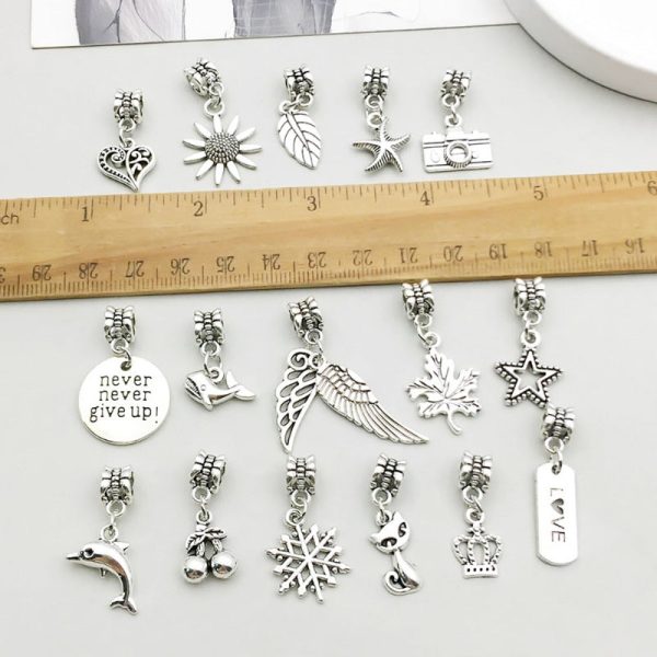 Wholesale 1 Antique Silver Alloy Simulation Maple Leaf High Heels Series Large Hole Bead DIY Pendant For Sale