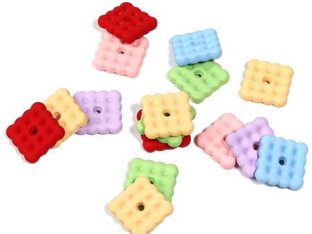 Wholesale 100pcs 20mm Hand feel Lacquer Square Biscuit Color Stacking Joy Acrylic DIY Beads Hot on Sale