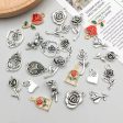 Wholesale 1 Retro Drip Oil Silver Alloy Rose DIY Pendant Hot on Sale