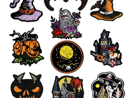 Wholesale Halloween Hot Melt Adhesive Patch with Pumpkin Bat Embroidery Decoration Online Hot Sale