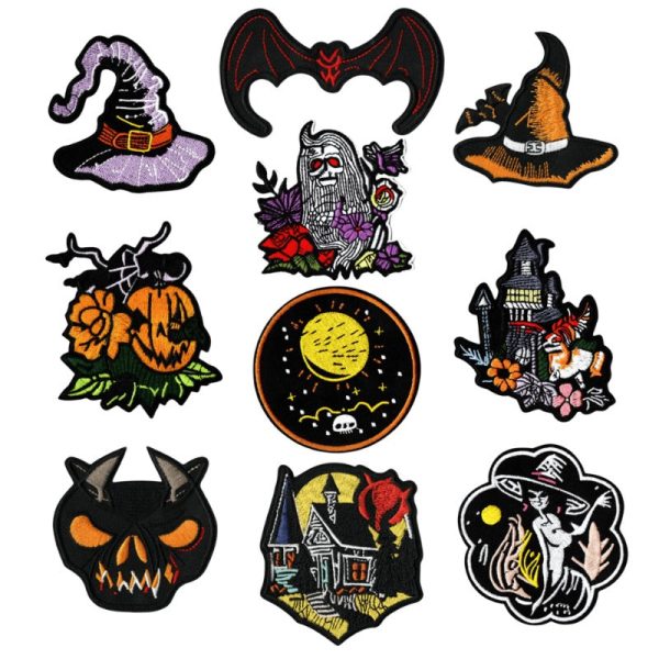 Wholesale Halloween Hot Melt Adhesive Patch with Pumpkin Bat Embroidery Decoration Online Hot Sale