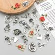 Wholesale 1 Retro Drip Oil Silver Alloy Rose DIY Pendant Hot on Sale