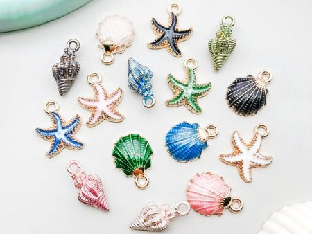 Wholesale 1 New Colored Drip Oil Alloy Simulation Shell Starfish Series DIY Pendant Discount