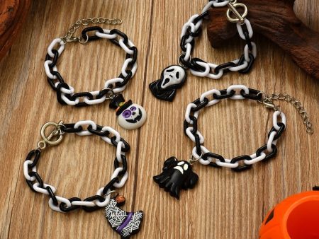 Wholesale Halloween Cartoon Resin Ghost Skull Bracelet 4-piece Set Cheap