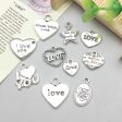 Wholesale 1 Antique Silver Alloy Simulation Heart-shaped English Letter DIY Pendant For Cheap