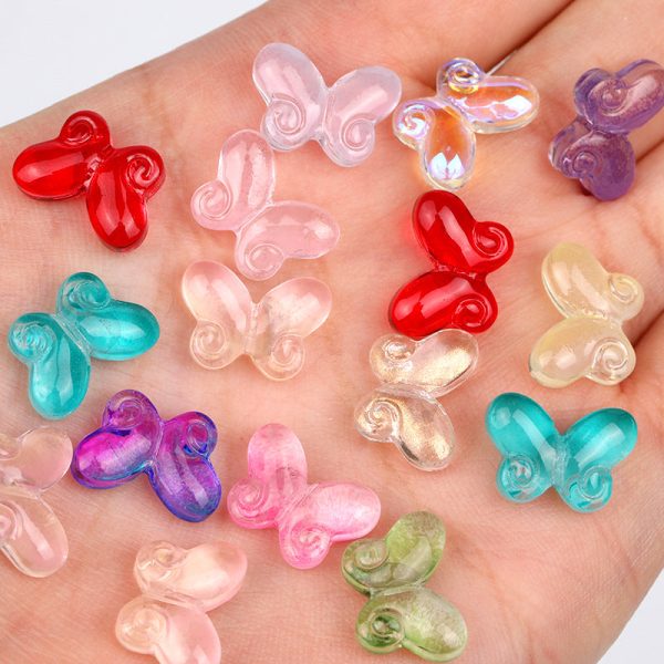 Wholesale 100pcs 10 * 14.5mm Gradient Fat Butterfly Glass Straight Hole DIY Beads For Cheap