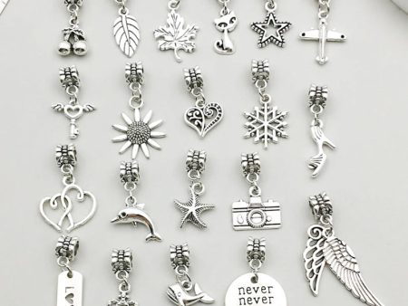 Wholesale 1 Antique Silver Alloy Simulation Maple Leaf High Heels Series Large Hole Bead DIY Pendant For Sale