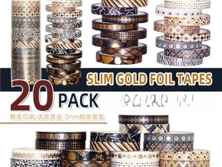 Wholesale Black Gold Hot Stamping and Paper Tape 7mm Basic DIY Decorative Accounting Tape For Cheap