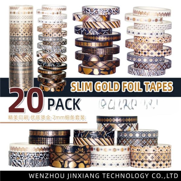 Wholesale Black Gold Hot Stamping and Paper Tape 7mm Basic DIY Decorative Accounting Tape For Cheap