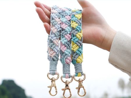 Wholesale Three Color Splicing Multi Functional Hand Woven Rural Style Keychains Supply