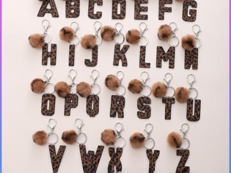 Wholesale Western Cowboy Style Leopard Print Oil Edge Letter Leather Keychains Hot on Sale