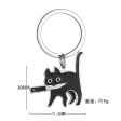 Wholesale stainless steel creative knife cat tag keychain personality fashion cartoon titanium steel drop oil necklace pendant on Sale