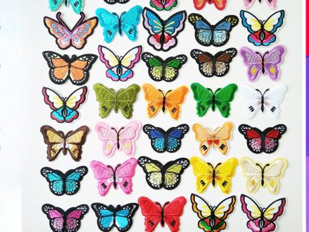 Wholesale Colorful Embroidered Butterfly Fabric Patch Down Jacket Jeans Hole Repair Stickers Handmade DIY Clothing Accessories Decorative Patch on Sale