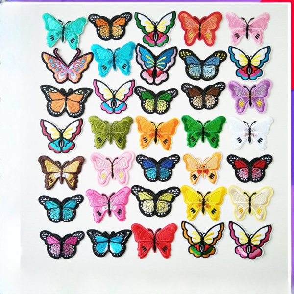 Wholesale Colorful Embroidered Butterfly Fabric Patch Down Jacket Jeans Hole Repair Stickers Handmade DIY Clothing Accessories Decorative Patch on Sale