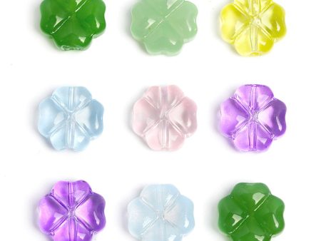 Wholesale 100pcs 10mm Crystal Glass Clover Jelly Color Straight Hole Glass DIY Beads Hot on Sale