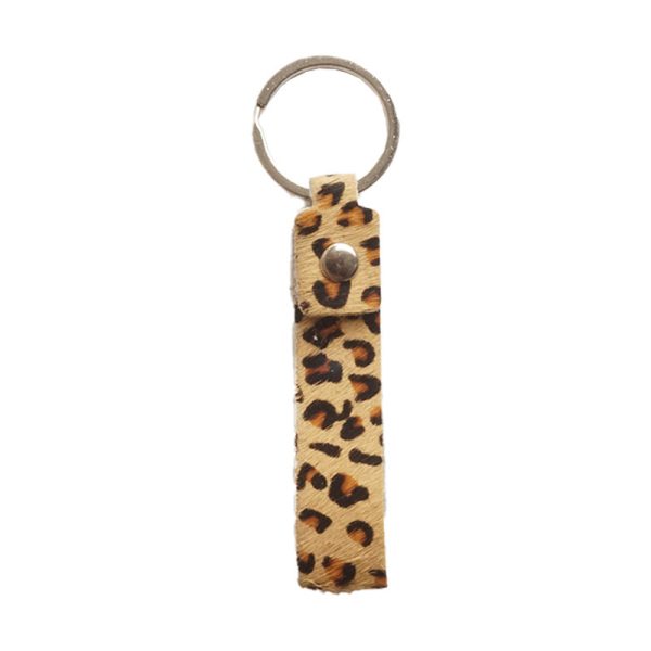 Wholesale 3pcs Creative Diy Genuine Leather Horse Hair Leopard Print Army Green Print Genuine Leather Keychains Cheap