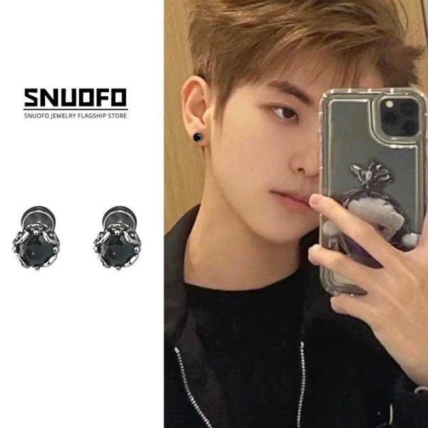 Men s Retro American Minimalist Design Titanium Steel Male Hooligan Earrings Online Sale