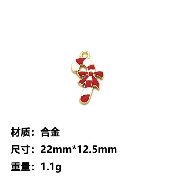 Wholesale 10pcs Christmas Candy Cane Lollipop Pendant Alloy Oil Drip Diy Pendant Sale