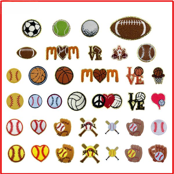 Wholesale 10pcs Baseball Softball Volleyball Blue Ball Football Towels Embroidered Patches Supply